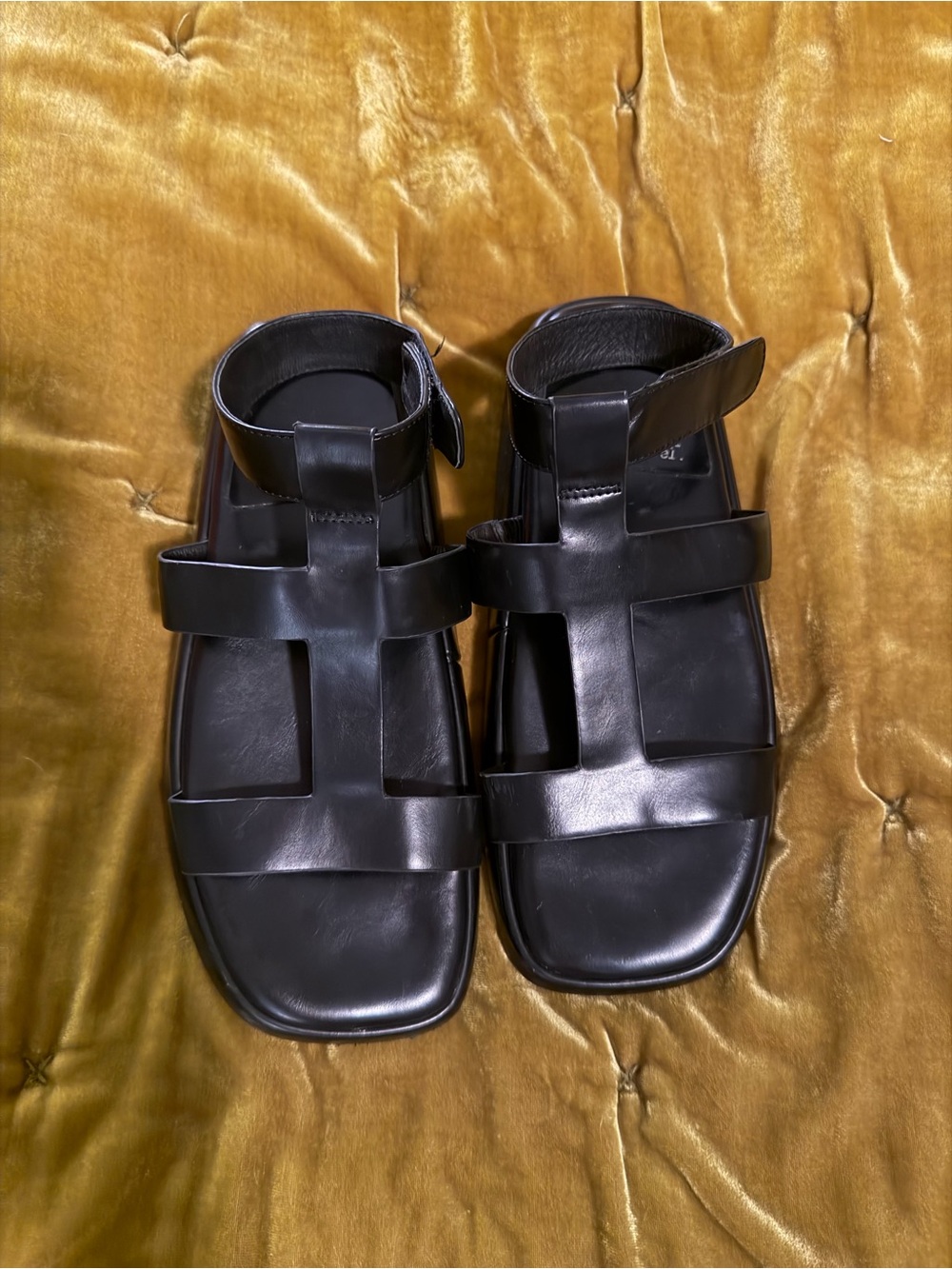 Women’s  Black Leather Strappy Sandals